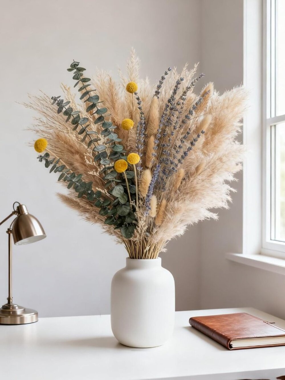 Boho Dried Flower Bouquet - Pampas Grass, Eucalyptus, Lavender & Bunny Tails